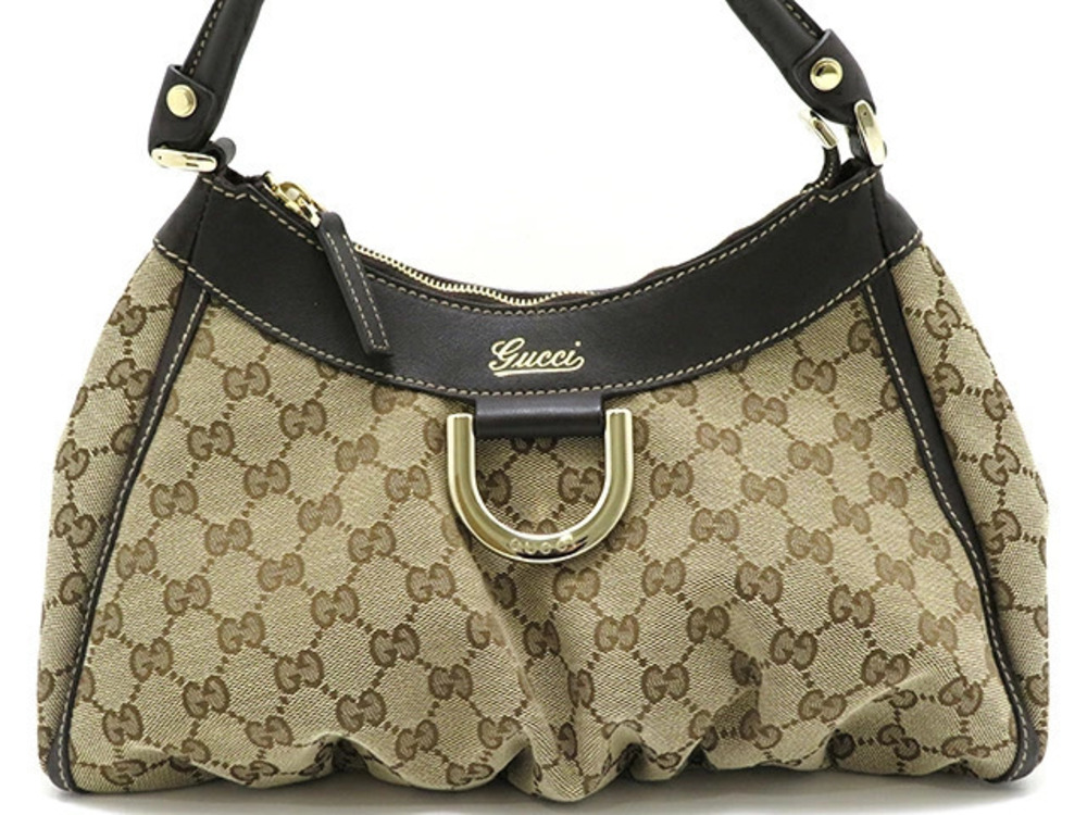 Gucci Abbey GG Hobo Bag Brown Dark Canvas Calfskin